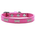 Mirage Pet Products Silver Bone Widget Dog CollarBright Pink Size 14 631-1 BPK14
